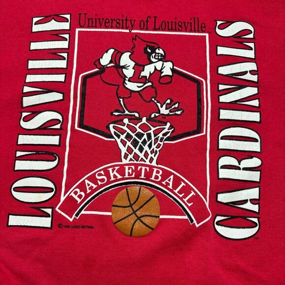Vintage Louisville Cardinals Basketball Mens L MADE IN USA Sweatshirt 1992 NCAA - Picture 3 of 10